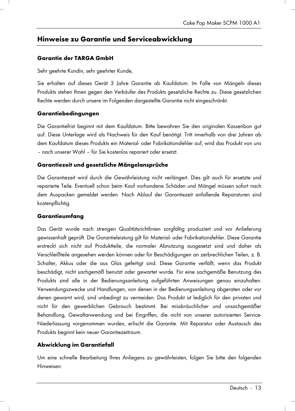Hinweise zu garantie und serviceabwicklung | Silvercrest SCPM 1000 A1 User Manual | Page 15 / 70