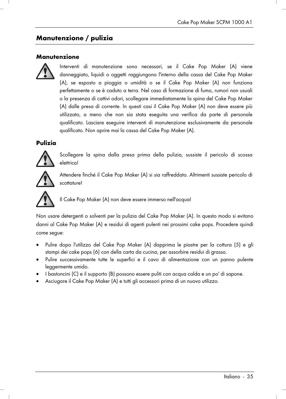 Manutenzione / pulizia | Silvercrest SCPM 1000 A1 User Manual | Page 37 / 70