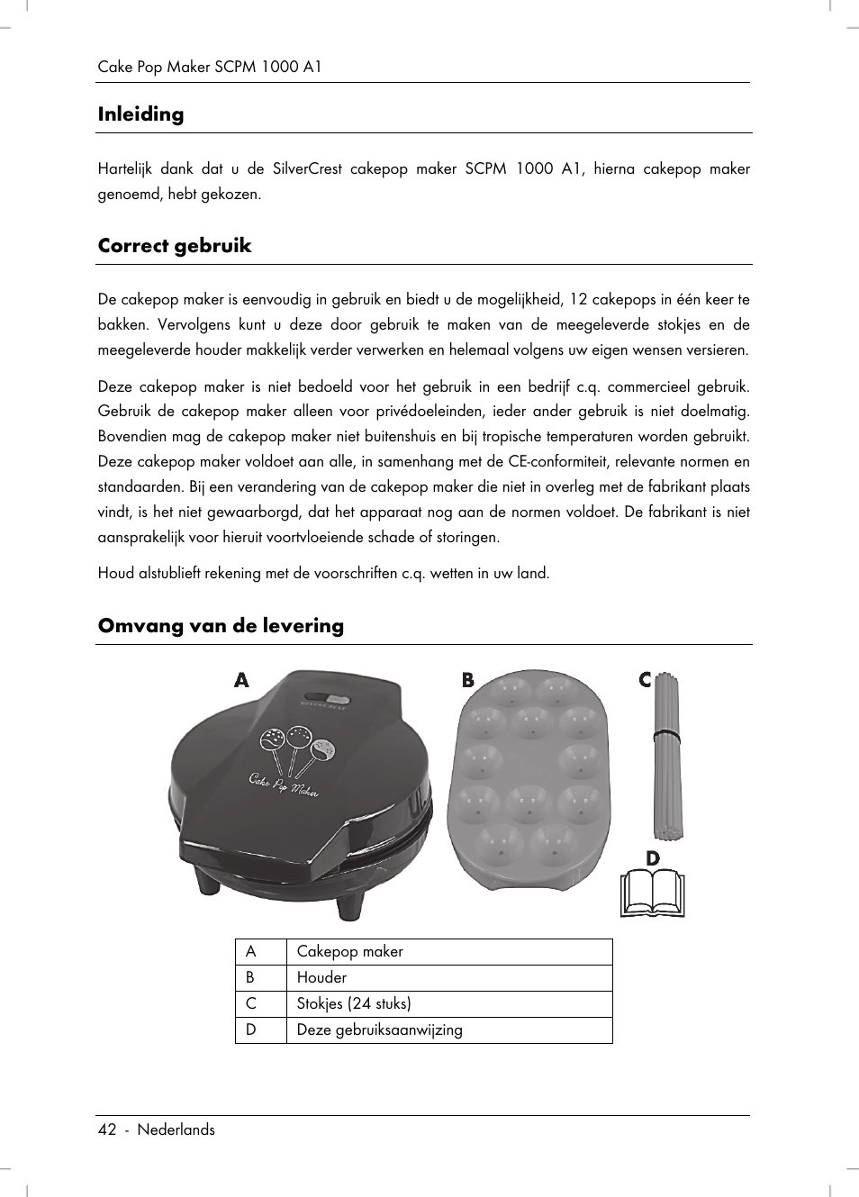 Inleiding, Correct gebruik, Omvang van de levering | Silvercrest SCPM 1000 A1 User Manual | Page 44 / 70