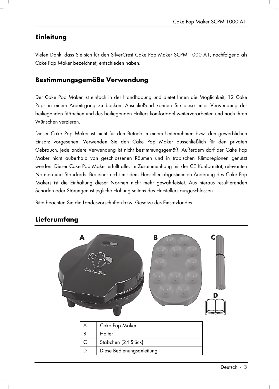 Einleitung, Bestimmungsgemäße verwendung, Lieferumfang | Silvercrest SCPM 1000 A1 User Manual | Page 5 / 70