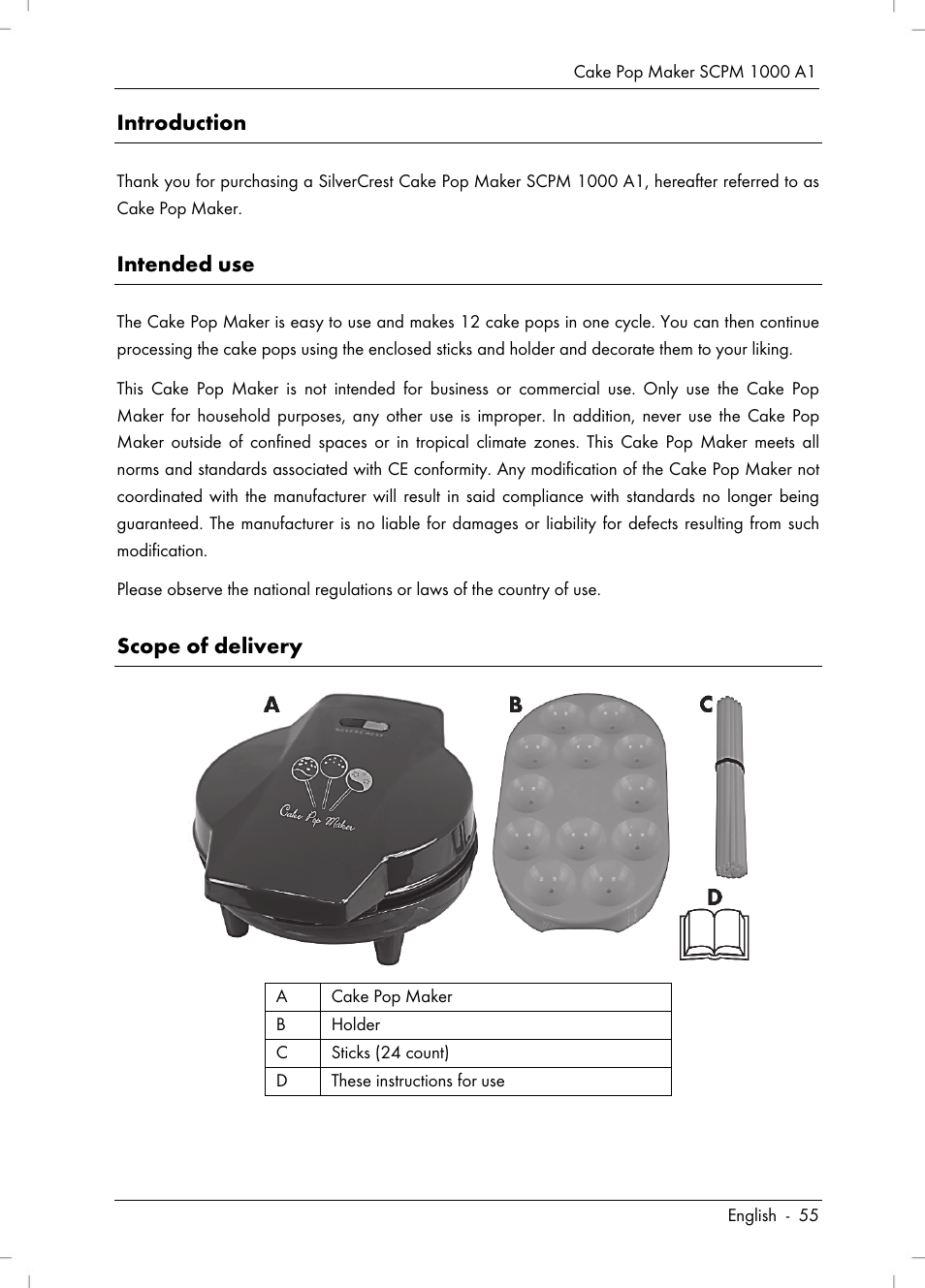 Introduction, Intended use, Scope of delivery | Silvercrest SCPM 1000 A1 User Manual | Page 57 / 70