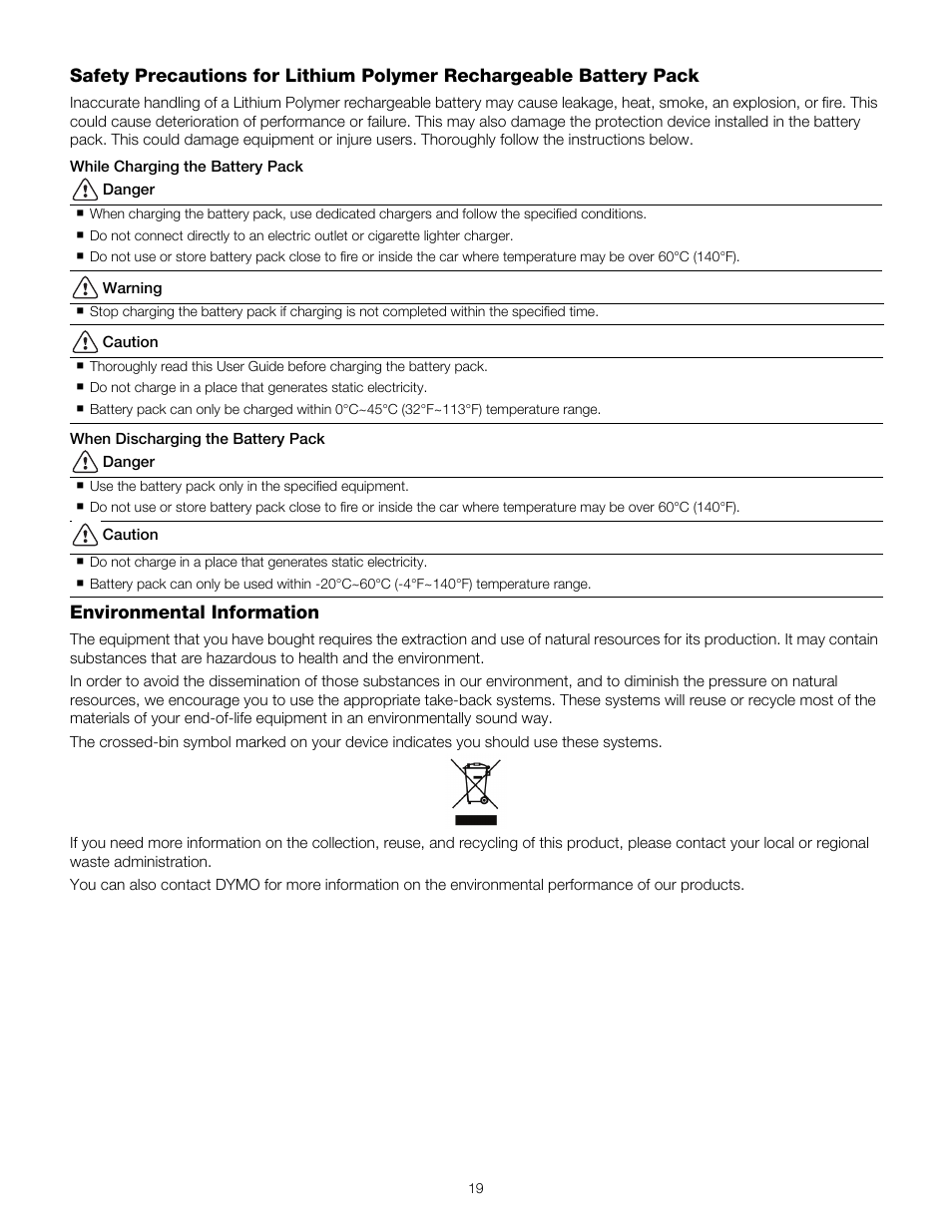 Environmental information | Dymo 500TS User Manual | Page 19 / 19