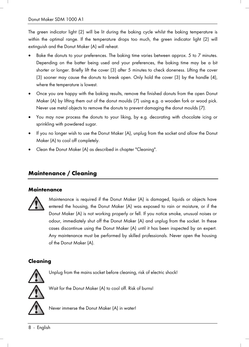 Maintenance / cleaning | Silvercrest SDM 1000 A1 User Manual | Page 10 / 68