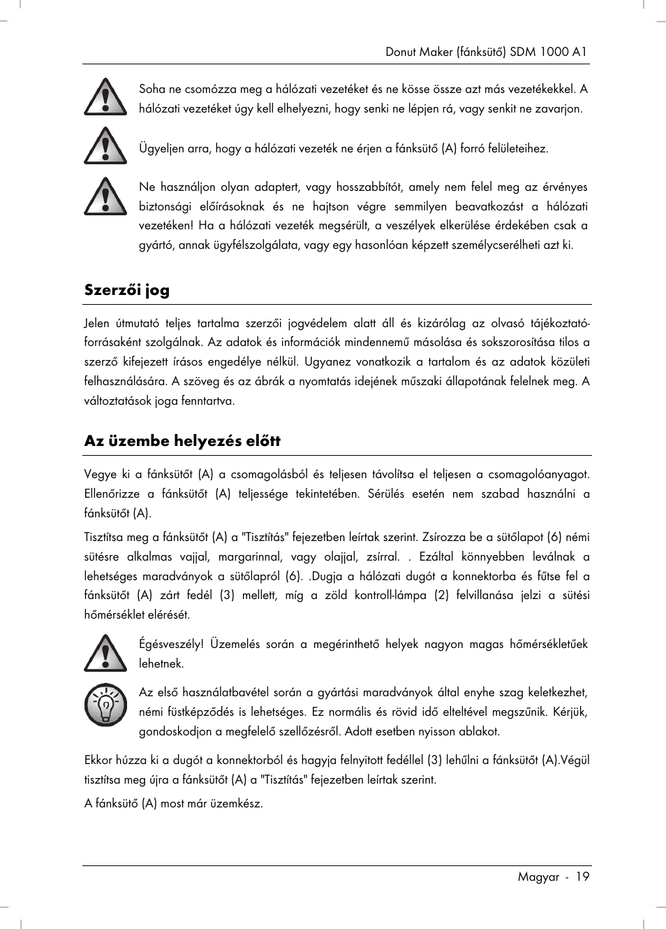 Szerzői jog, Az üzembe helyezés előtt | Silvercrest SDM 1000 A1 User Manual | Page 21 / 68