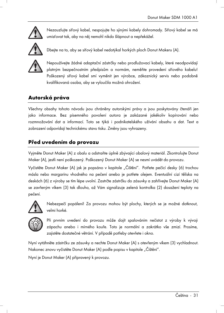 Autorská práva, Před uvedením do provozu | Silvercrest SDM 1000 A1 User Manual | Page 33 / 68