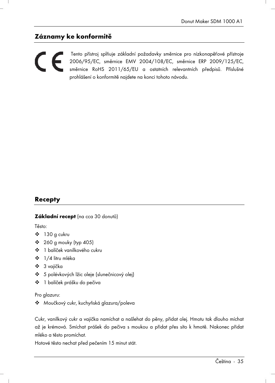 Záznamy ke konformitě, Recepty | Silvercrest SDM 1000 A1 User Manual | Page 37 / 68