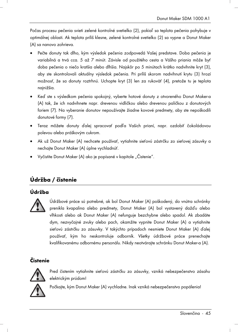 Údržba / čistenie | Silvercrest SDM 1000 A1 User Manual | Page 47 / 68