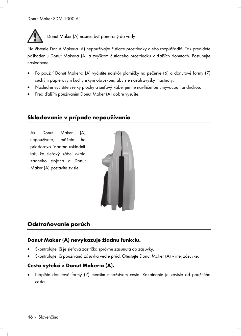 Skladovanie v prípade nepoužívania, Odstraňovanie porúch | Silvercrest SDM 1000 A1 User Manual | Page 48 / 68