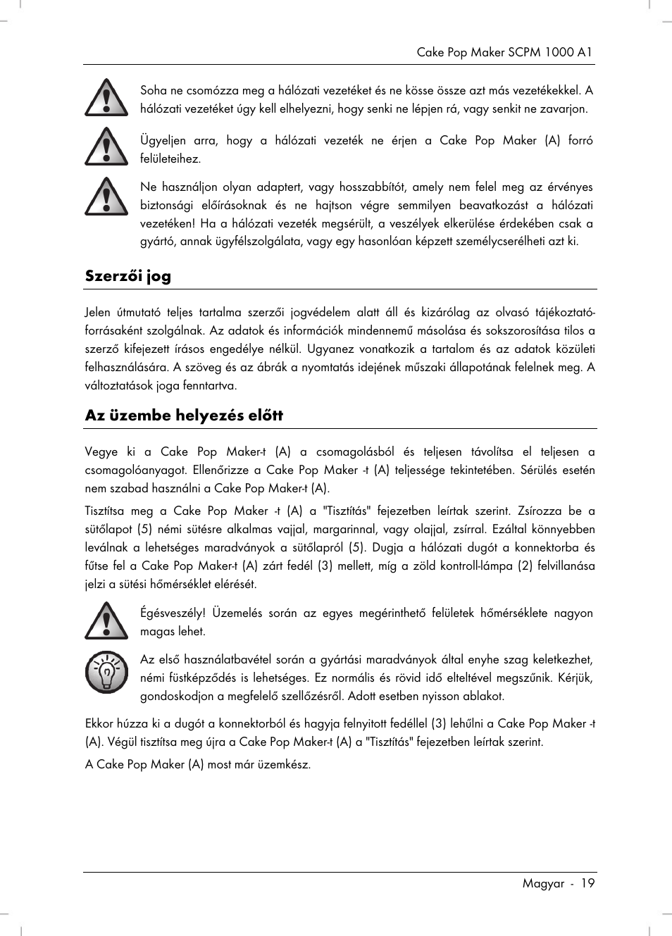 Szerzői jog, Az üzembe helyezés előtt | Silvercrest SCPM 1000 A1 User Manual | Page 21 / 70