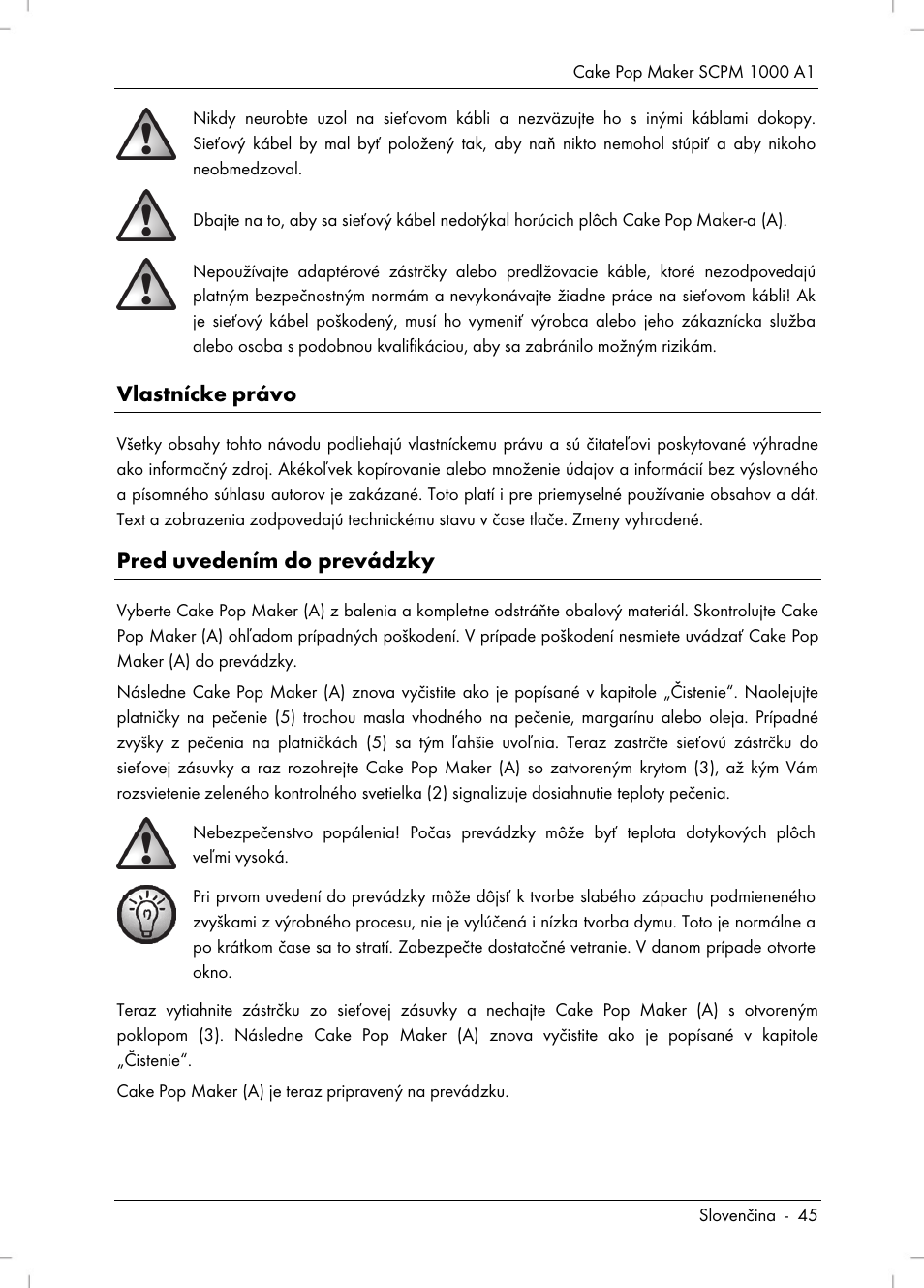 Vlastnícke právo, Pred uvedením do prevádzky | Silvercrest SCPM 1000 A1 User Manual | Page 47 / 70