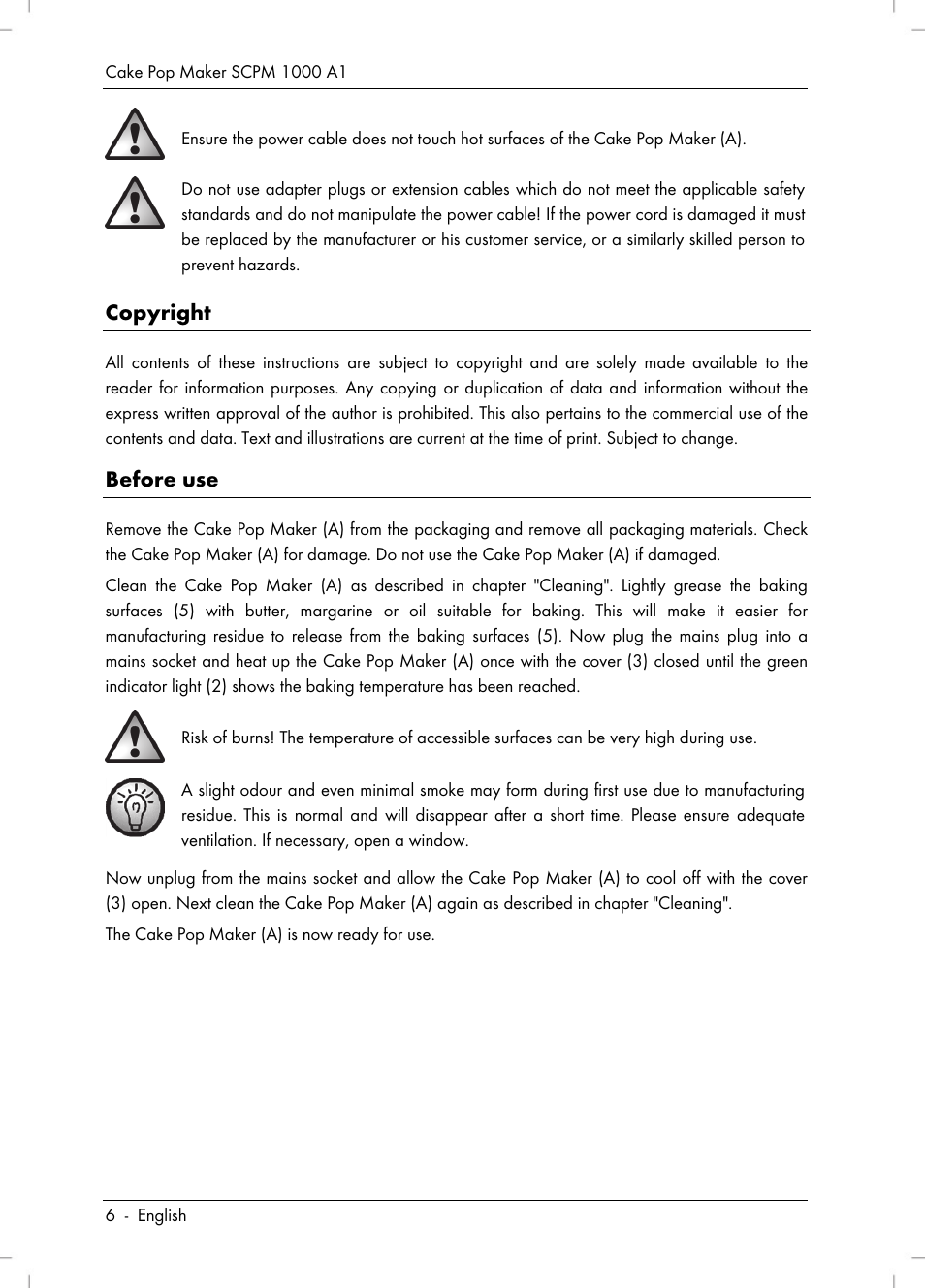 Copyright, Before use | Silvercrest SCPM 1000 A1 User Manual | Page 8 / 70