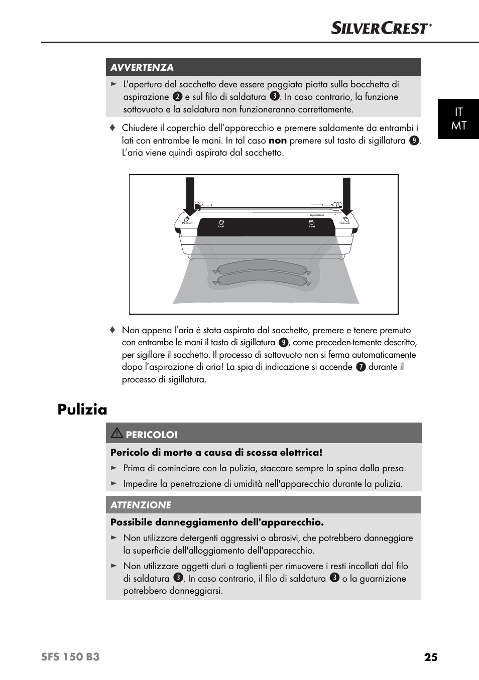 Pulizia, It mt | Silvercrest SFS 150 B3 User Manual | Page 28 / 74