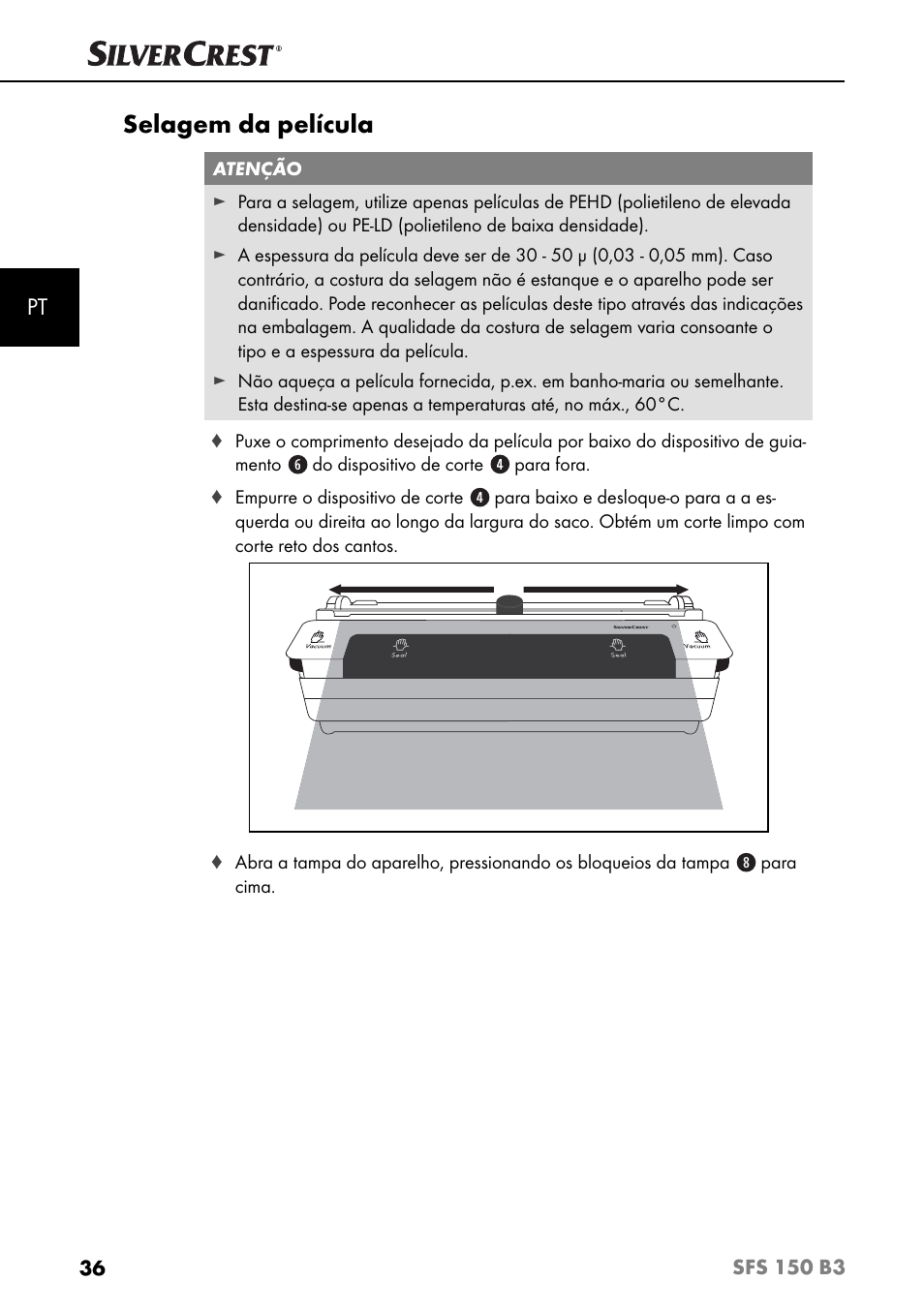 Selagem da película | Silvercrest SFS 150 B3 User Manual | Page 39 / 74