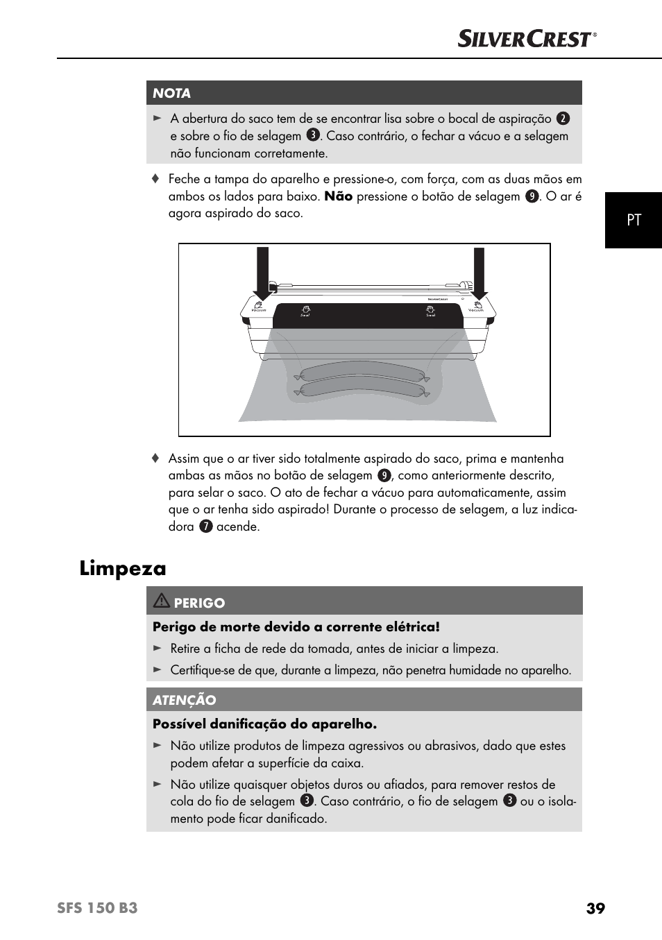 Limpeza | Silvercrest SFS 150 B3 User Manual | Page 42 / 74
