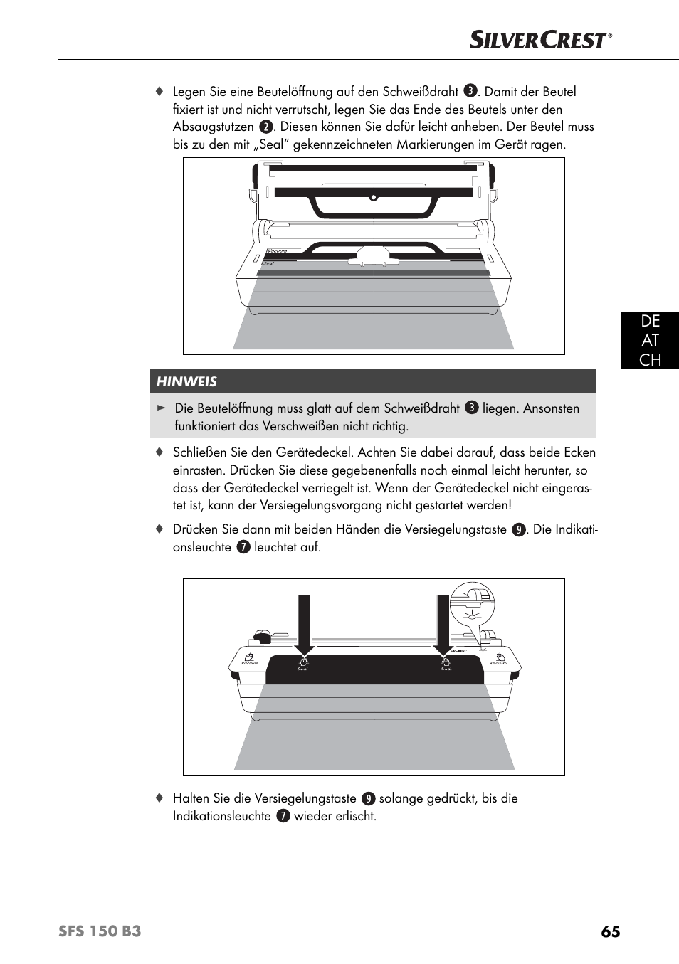 De at ch | Silvercrest SFS 150 B3 User Manual | Page 68 / 74