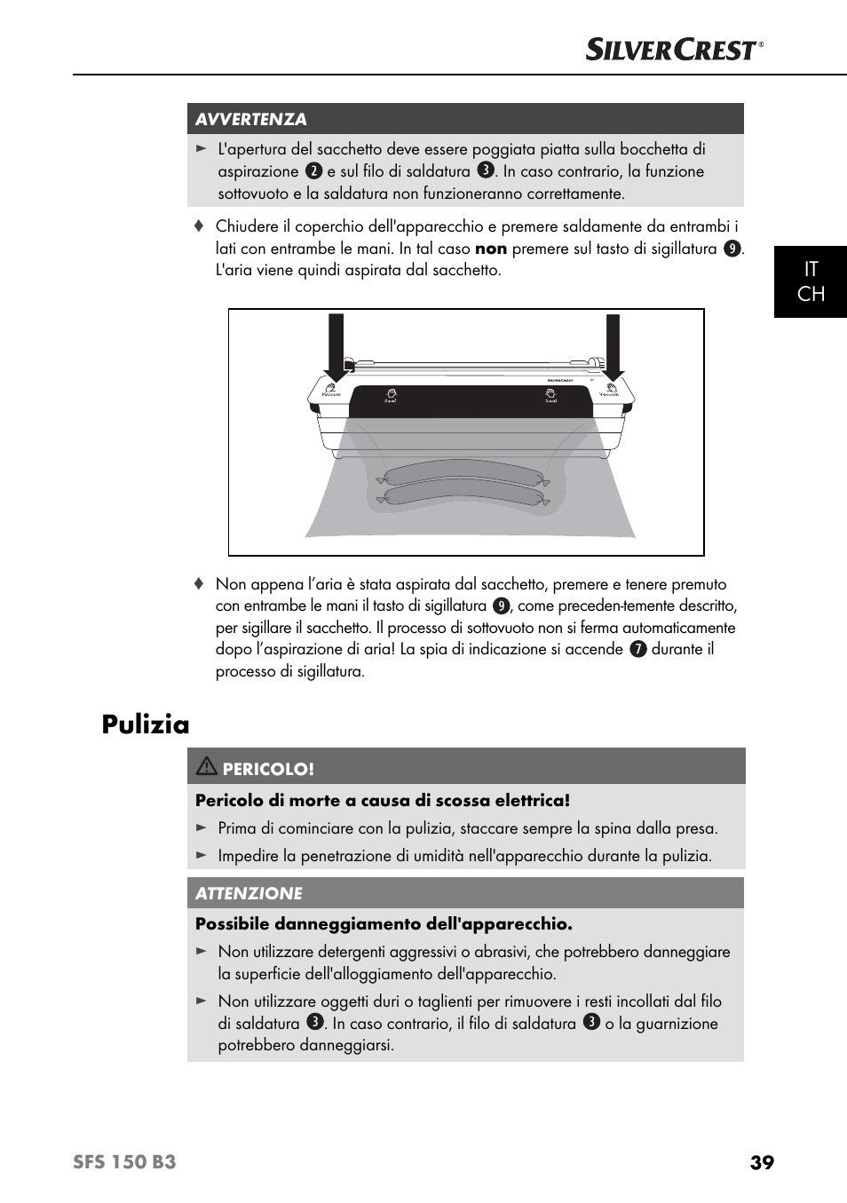 Pulizia, It ch | Silvercrest SFS 150 B3 User Manual | Page 42 / 73