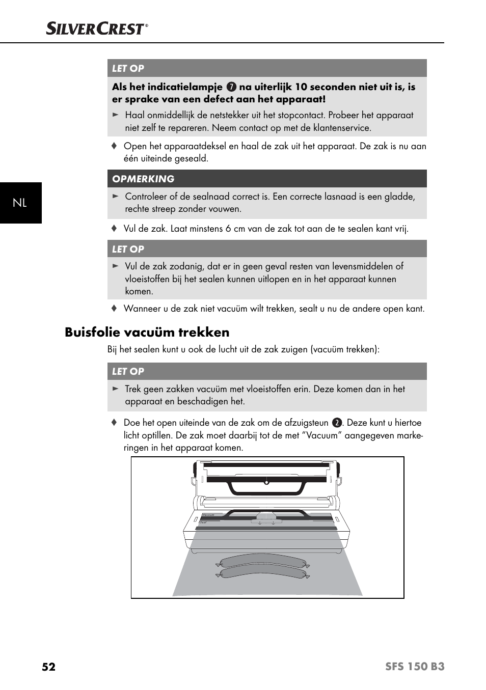 Buisfolie vacuüm trekken | Silvercrest SFS 150 B3 User Manual | Page 55 / 73