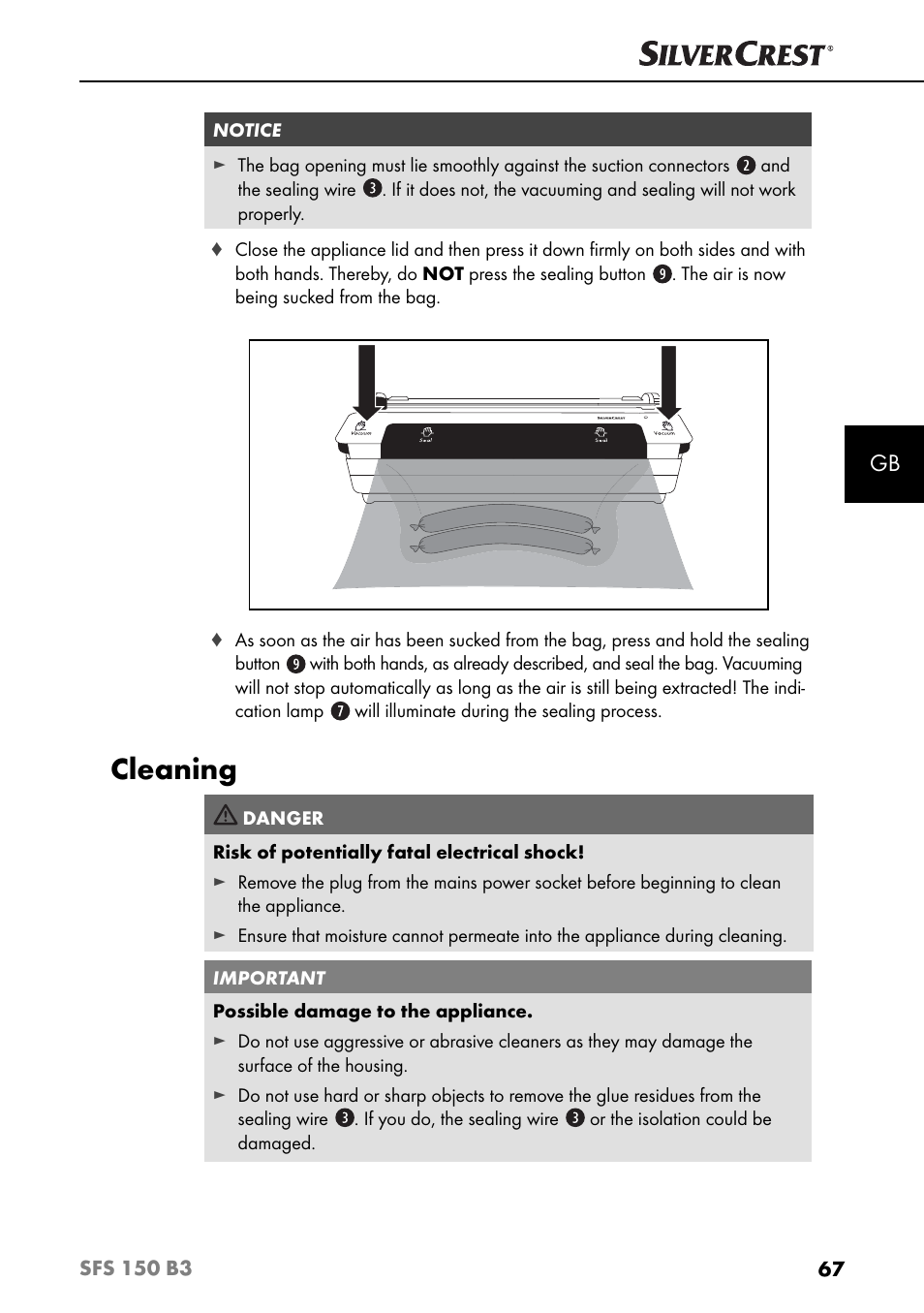 Cleaning | Silvercrest SFS 150 B3 User Manual | Page 70 / 73