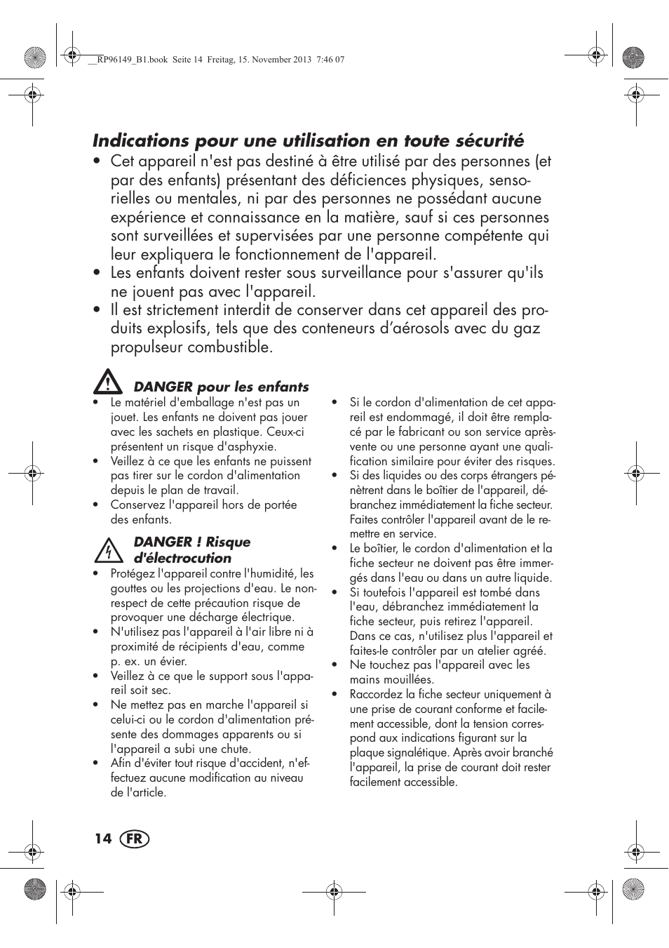 Indications pour une utilisation en toute sécurité | Silvercrest SECM 12 A1 User Manual | Page 16 / 58