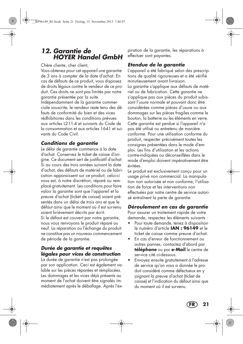 Garantie de hoyer handel gmbh | Silvercrest SECM 12 A1 User Manual | Page 23 / 58
