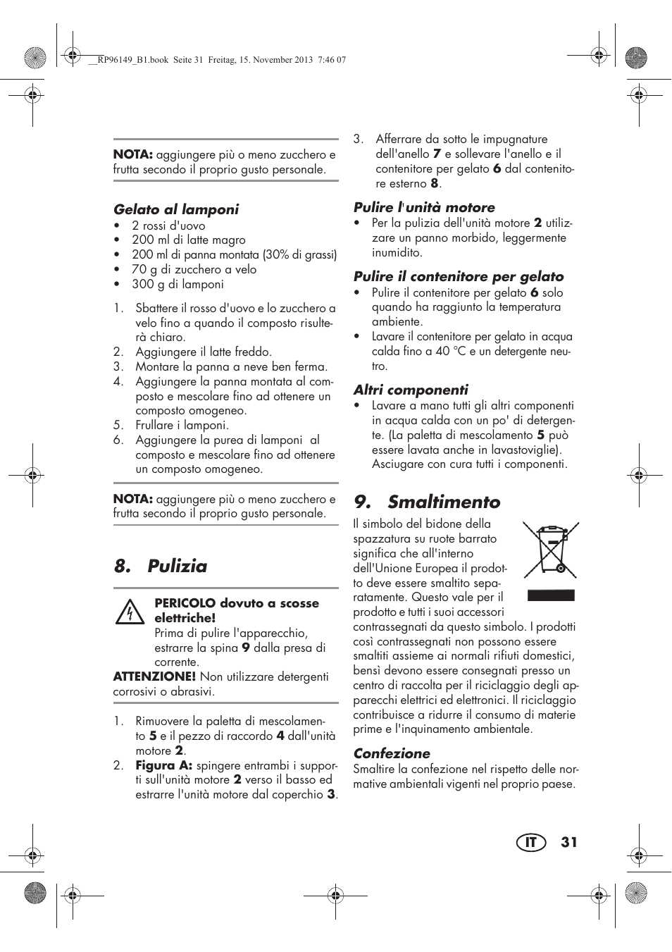 Pulizia, Smaltimento | Silvercrest SECM 12 A1 User Manual | Page 33 / 58