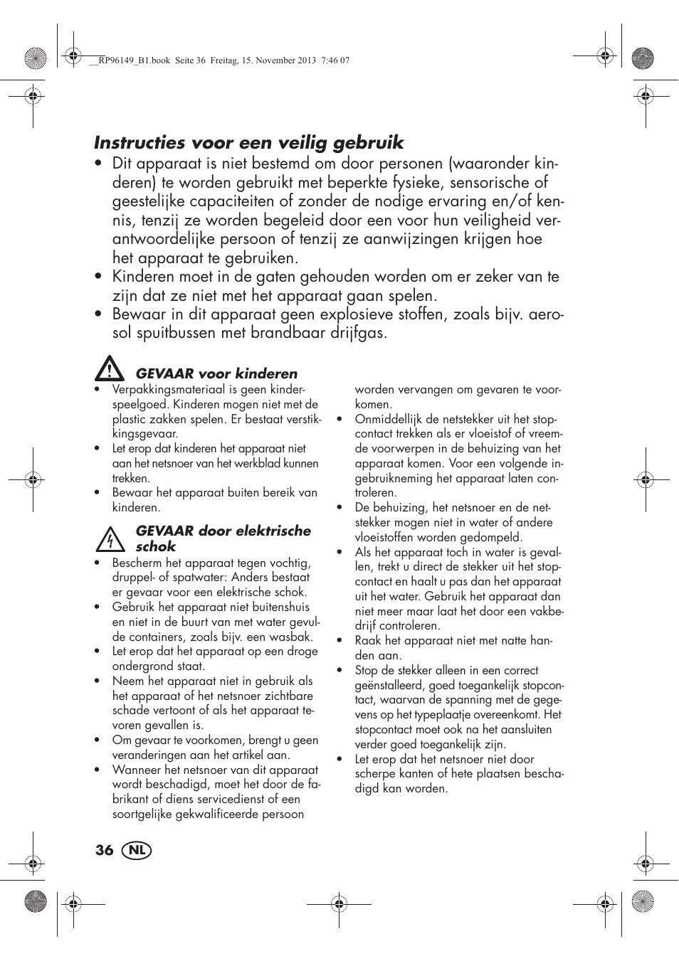 Instructies voor een veilig gebruik | Silvercrest SECM 12 A1 User Manual | Page 38 / 58