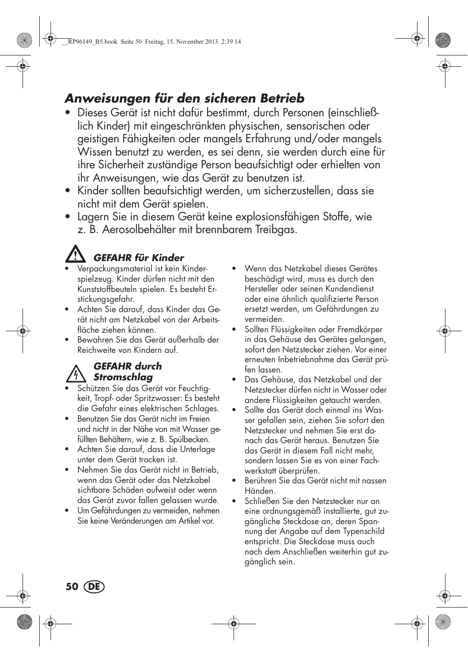 Anweisungen für den sicheren betrieb | Silvercrest SECM 12 A1 User Manual | Page 52 / 62