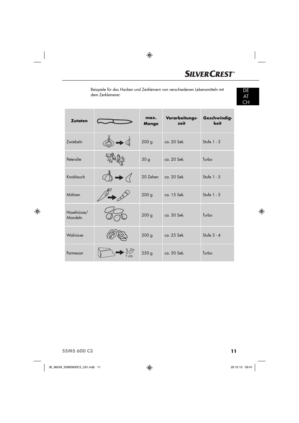 De at ch | Silvercrest SSMS 600 C3 User Manual | Page 14 / 94