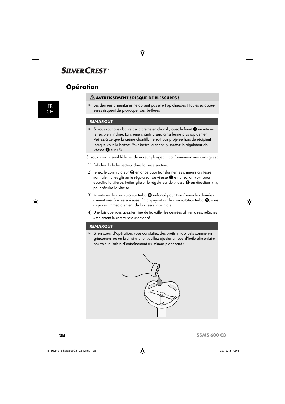 Opération, Fr ch | Silvercrest SSMS 600 C3 User Manual | Page 31 / 94