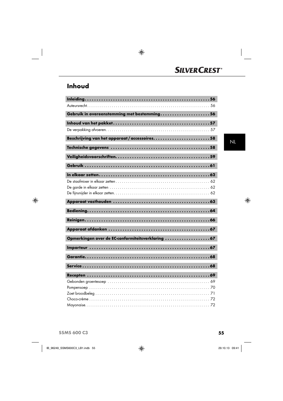 Inhoud | Silvercrest SSMS 600 C3 User Manual | Page 58 / 94