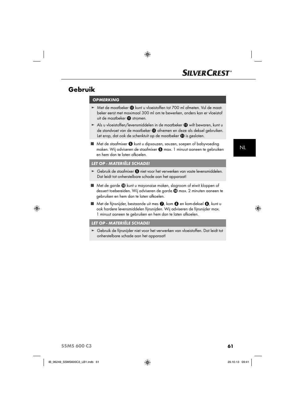 Gebruik | Silvercrest SSMS 600 C3 User Manual | Page 64 / 94