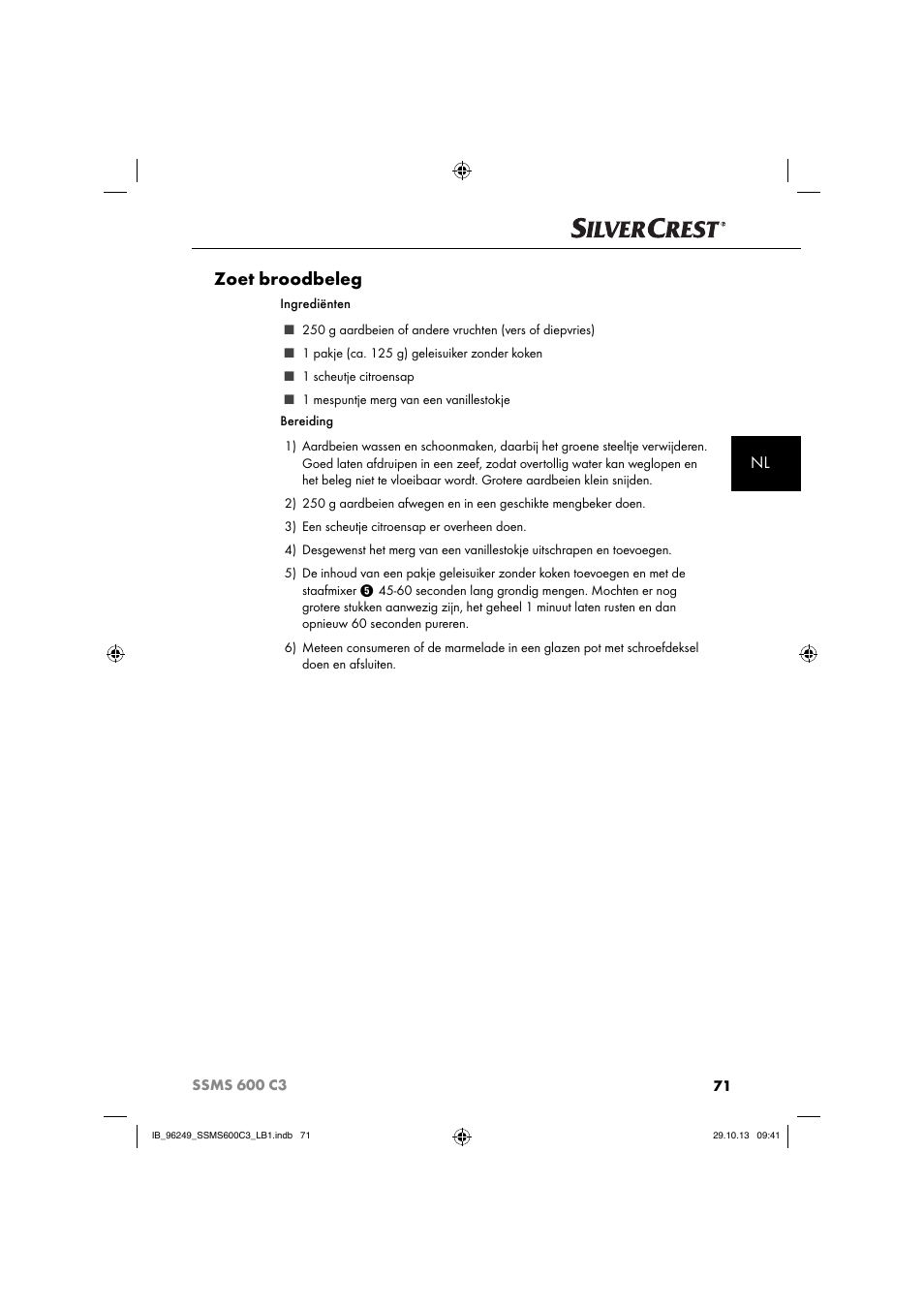 Zoet broodbeleg | Silvercrest SSMS 600 C3 User Manual | Page 74 / 94