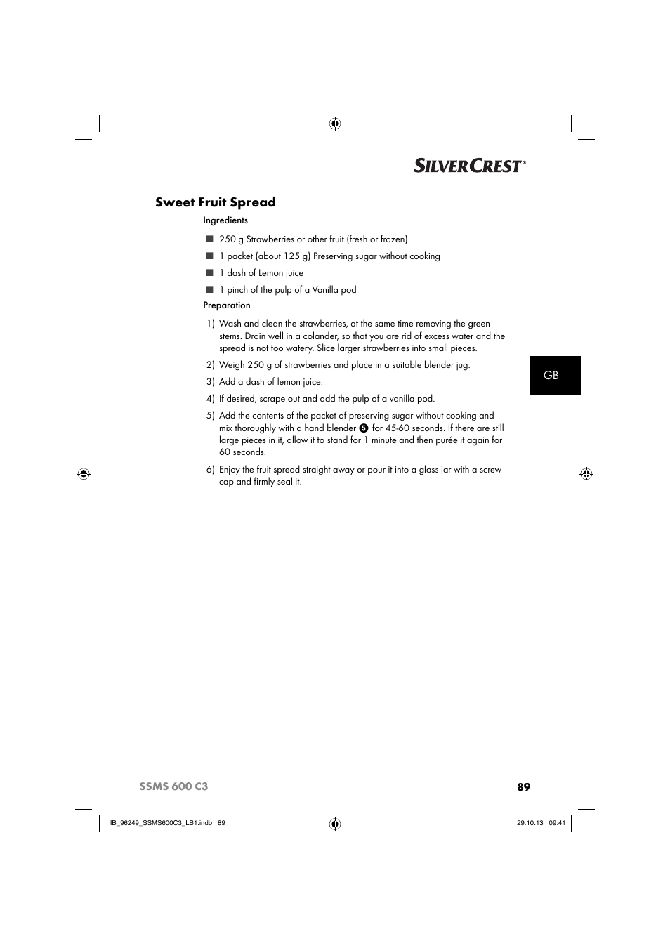 Sweet fruit spread | Silvercrest SSMS 600 C3 User Manual | Page 92 / 94