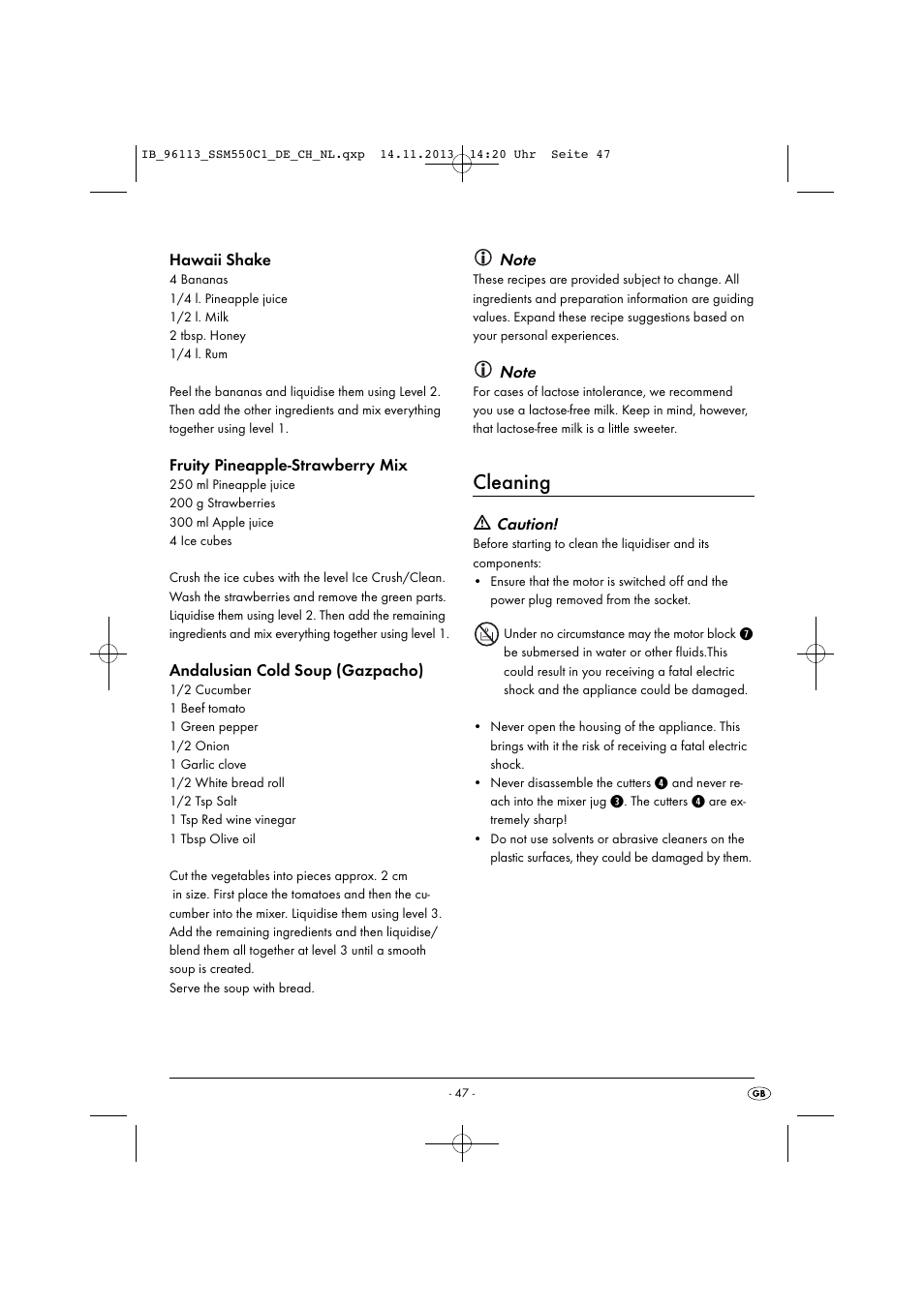 Cleaning | Silvercrest SSM 550 C1 User Manual | Page 50 / 53
