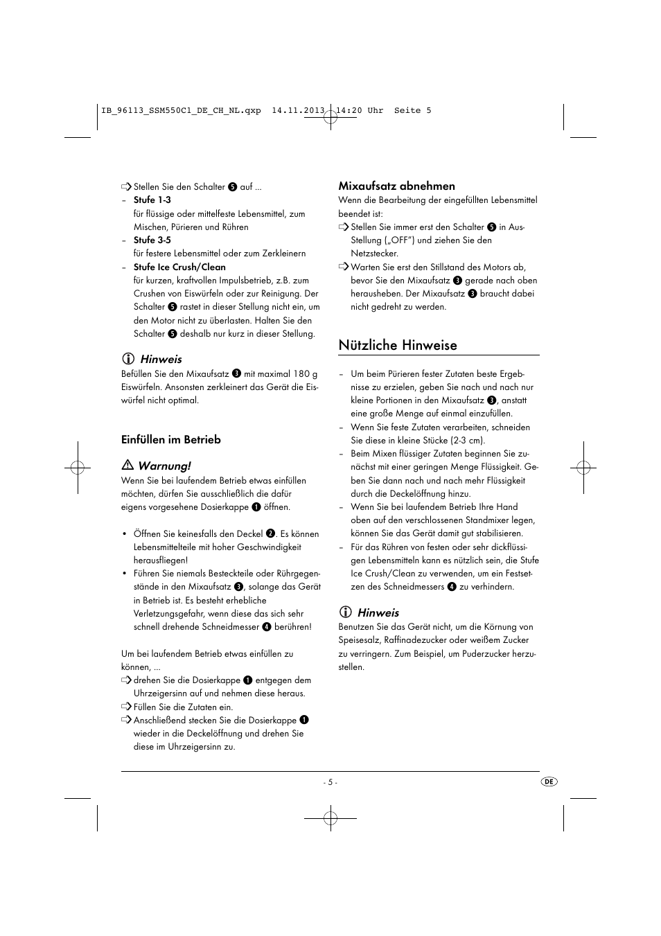 Nützliche hinweise | Silvercrest SSM 550 C1 User Manual | Page 8 / 53