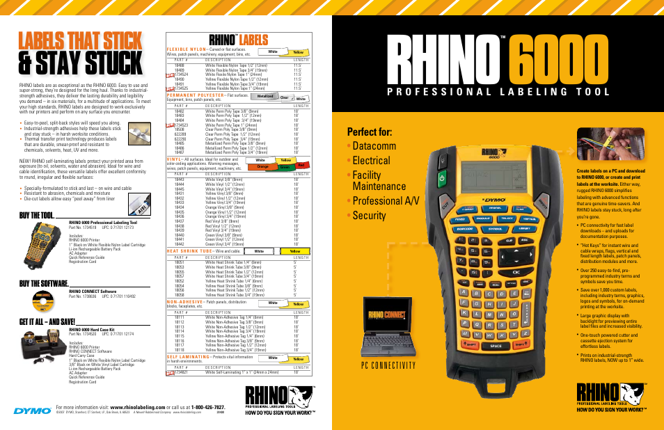 Dymo Rhino 6000 User Manual | 2 pages