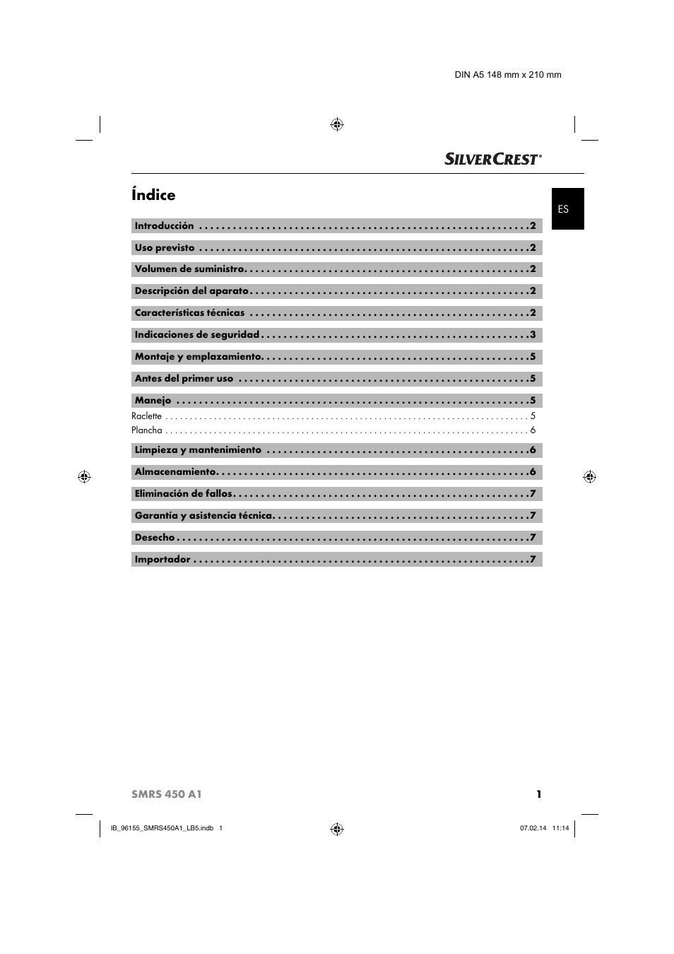 Índice | Silvercrest SMRS 450 A1 User Manual | Page 4 / 36