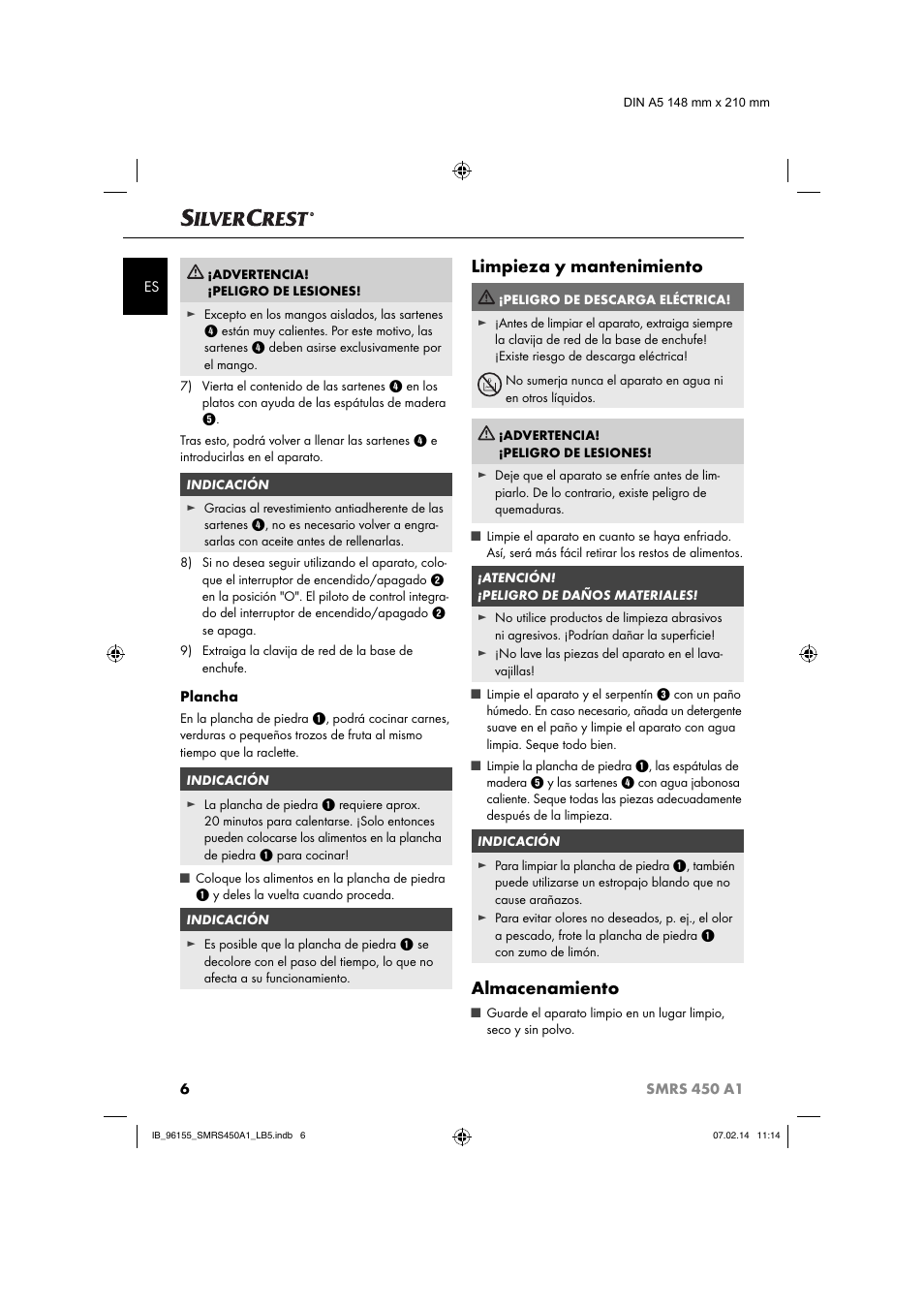 Limpieza y mantenimiento, Almacenamiento | Silvercrest SMRS 450 A1 User Manual | Page 9 / 36