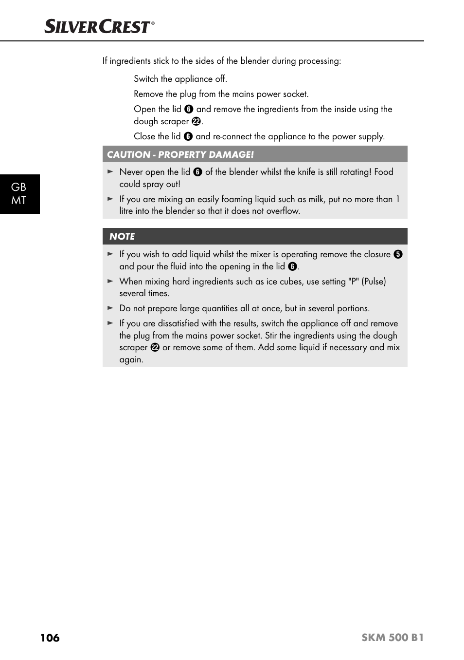 Gb mt | Silvercrest SKM 500 B1 User Manual | Page 109 / 154