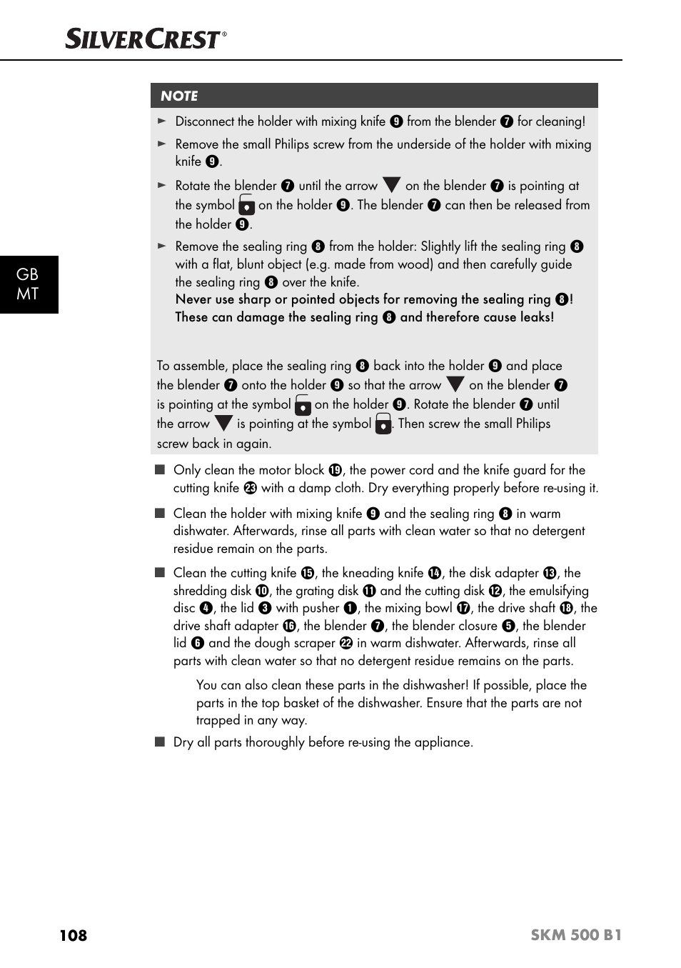 Gb mt | Silvercrest SKM 500 B1 User Manual | Page 111 / 154