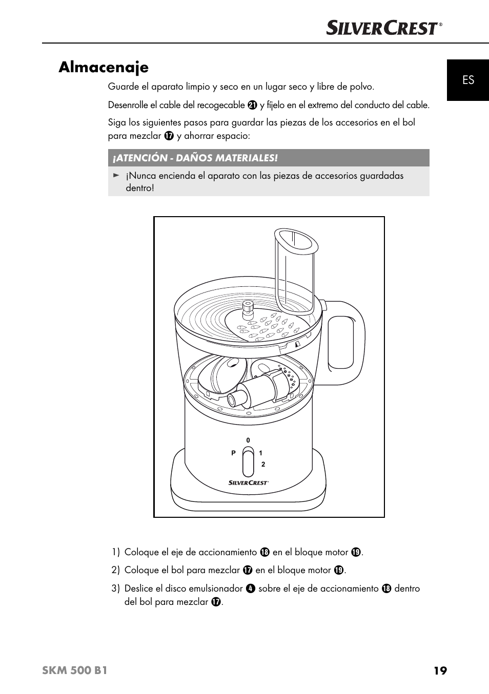 Almacenaje | Silvercrest SKM 500 B1 User Manual | Page 22 / 154