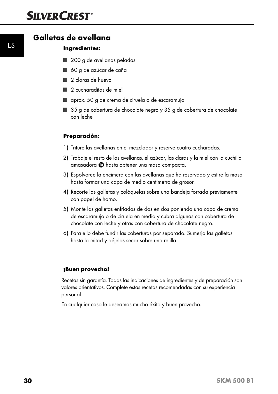 Galletas de avellana | Silvercrest SKM 500 B1 User Manual | Page 33 / 154