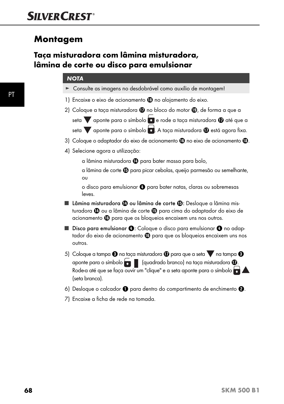 Montagem | Silvercrest SKM 500 B1 User Manual | Page 71 / 154