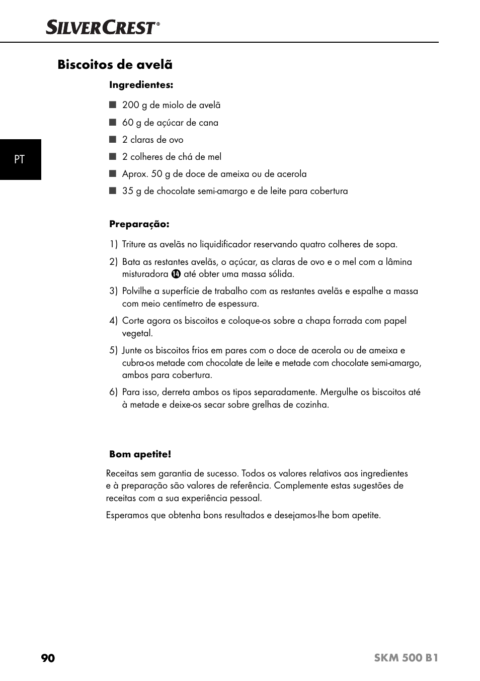 Biscoitos de avelã | Silvercrest SKM 500 B1 User Manual | Page 93 / 154
