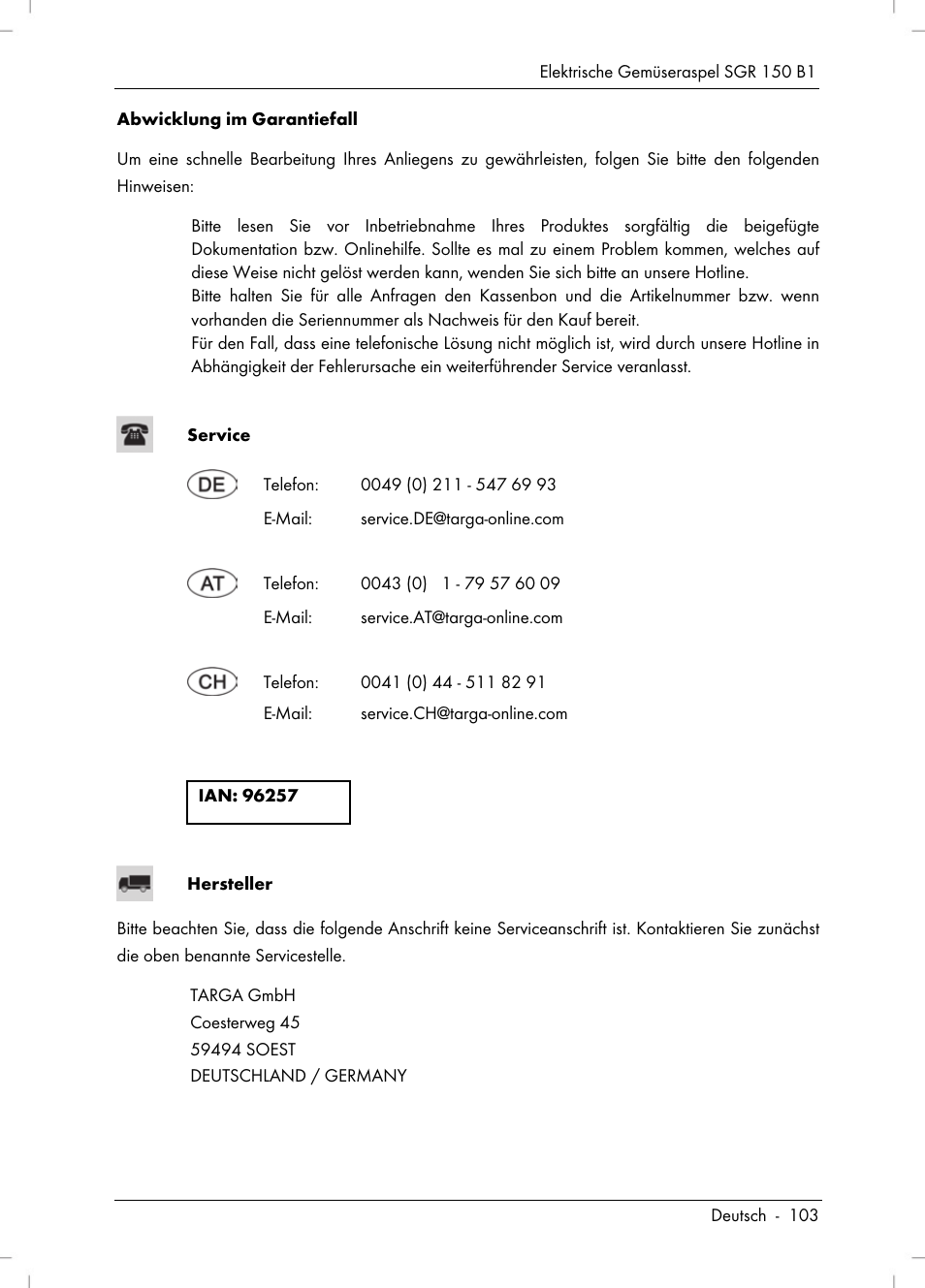 Silvercrest SGR 150 B1 User Manual | Page 105 / 106