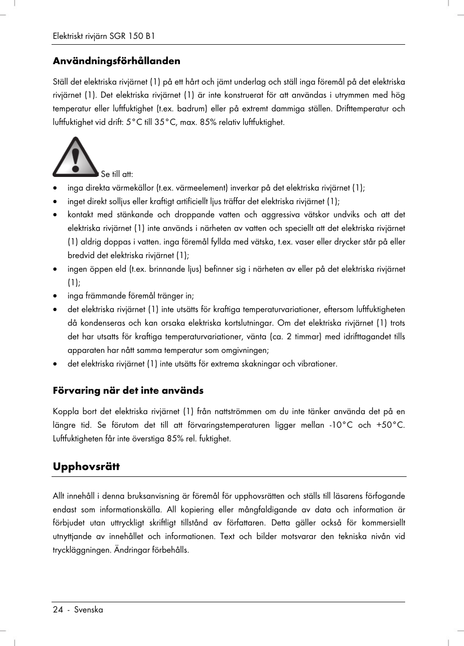 Upphovsrätt | Silvercrest SGR 150 B1 User Manual | Page 26 / 106