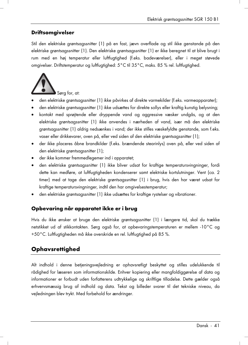 Ophavsrettighed | Silvercrest SGR 150 B1 User Manual | Page 43 / 106