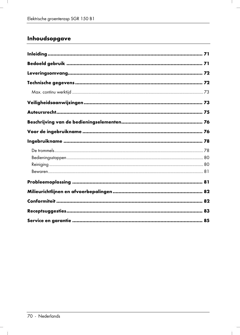 Silvercrest SGR 150 B1 User Manual | Page 72 / 106