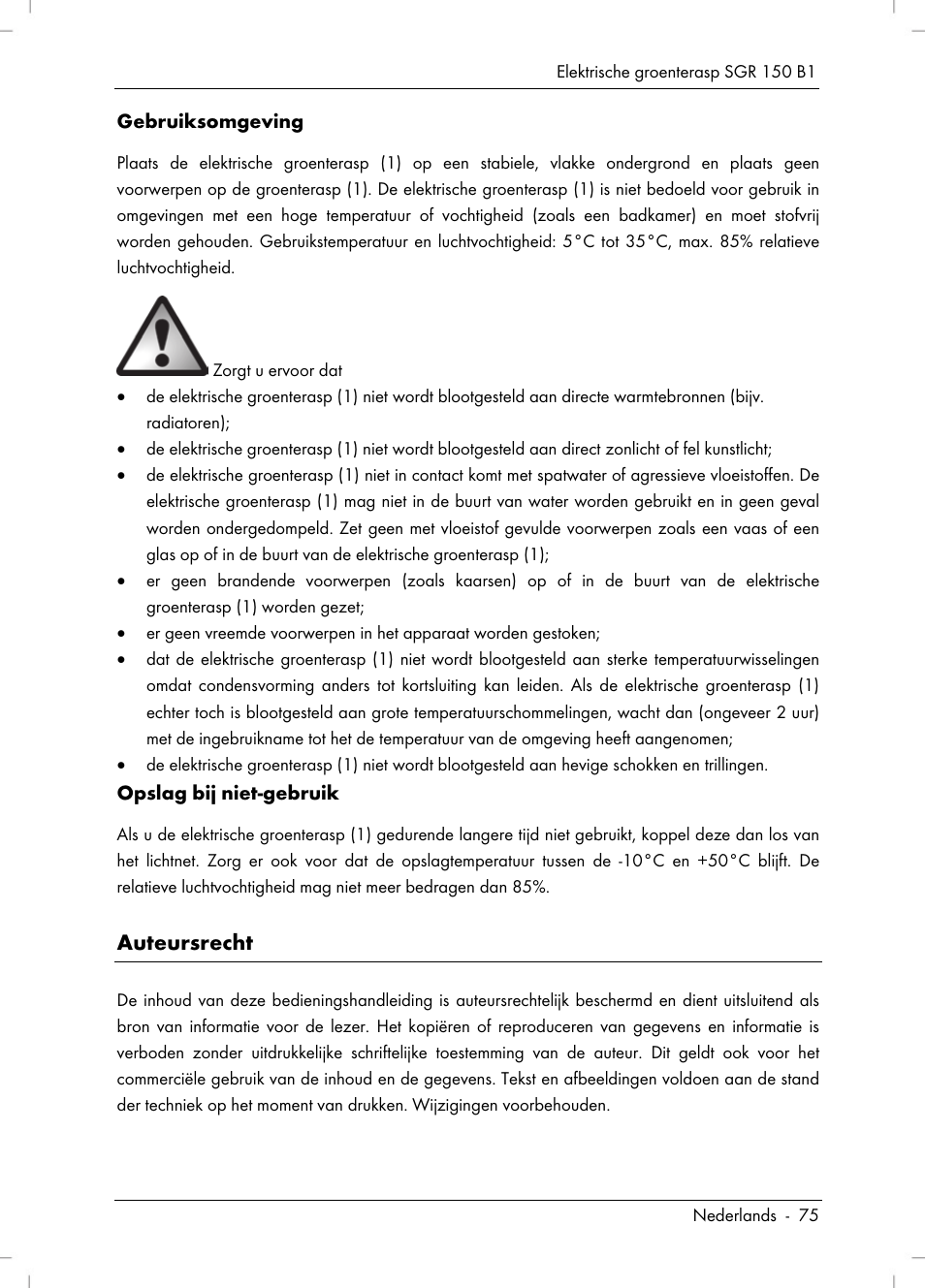 Auteursrecht | Silvercrest SGR 150 B1 User Manual | Page 77 / 106