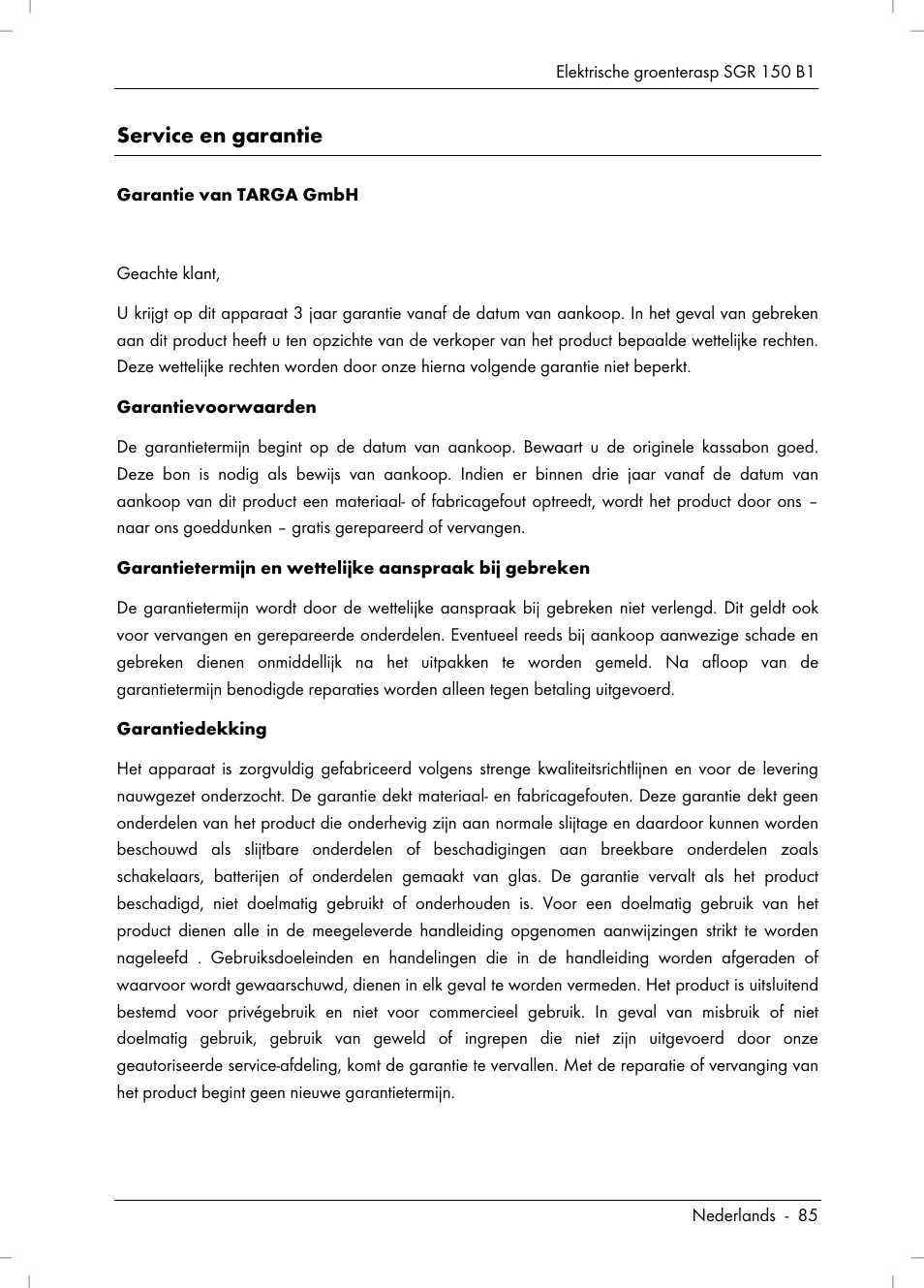 Service en garantie | Silvercrest SGR 150 B1 User Manual | Page 87 / 106